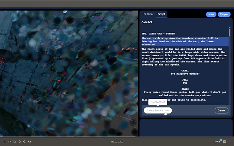 Lightcraft spark story script to shots link